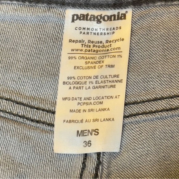 Patagonia Iron Clad Men’s 36 Grey Organic Cotton Straight Jeans - Picture 9 of 14